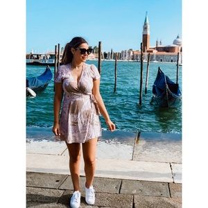 Leith Mauve Floral Wrap Dress